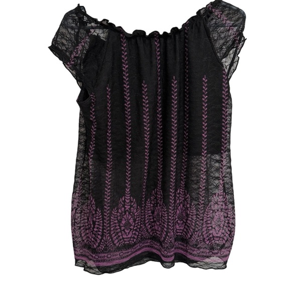 Vintage 90s Gitano Babydoll Shirt Size Large Medium Lace Cut Out - Picture 5 of 6